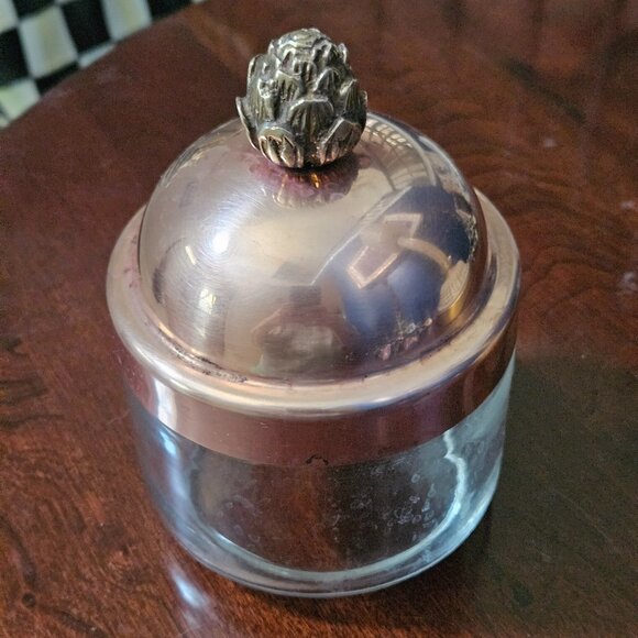 RUFFINO SMALL ARTICHOKE COPPER TOP GLASS KITCHEN COVERED STORAGE CANISTER JAR - Picture 4 of 13